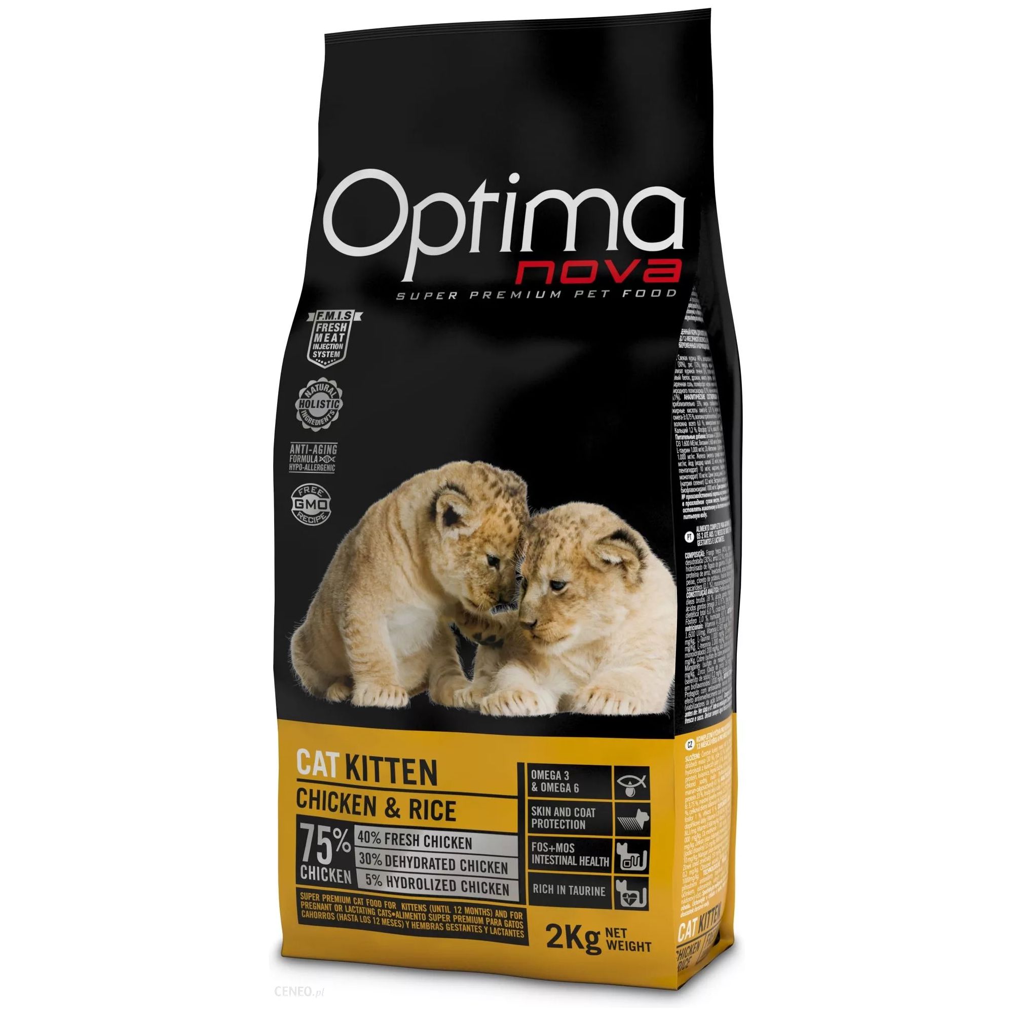 Pienso para Gatos Cachorros Optima Nova Cat Kitten 2 Kg. Pollo y Arroz