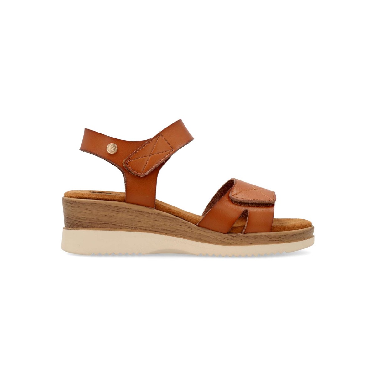 XTI - Sandalia de mujer con cuña efecto madera, cómoda y vegana, de piel sintética con suela antideslizante y planta acolchada
