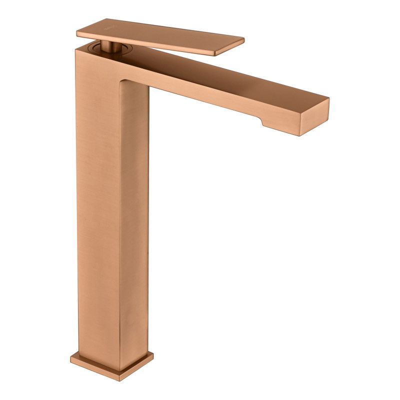 Imex Pisa BDP048-3ORC grifo monomando caño alto lavabo latón acabado oro rosa cepillado