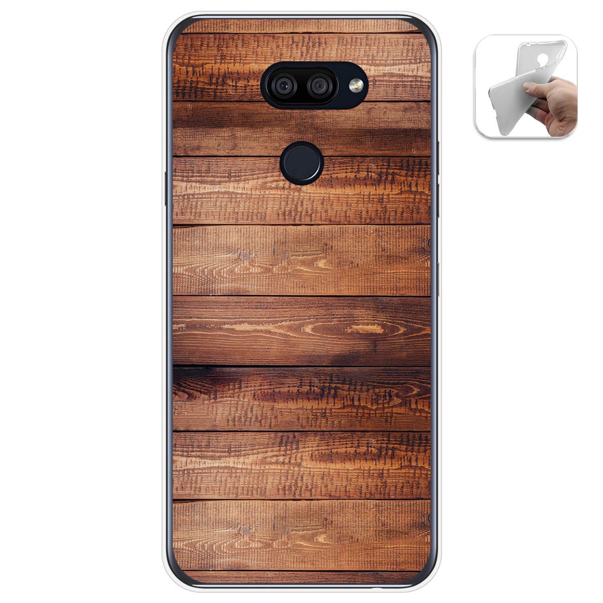 Tumundosmartphone Funda Gel Tpu para Lg K40S diseño Madera 02 Dibujos