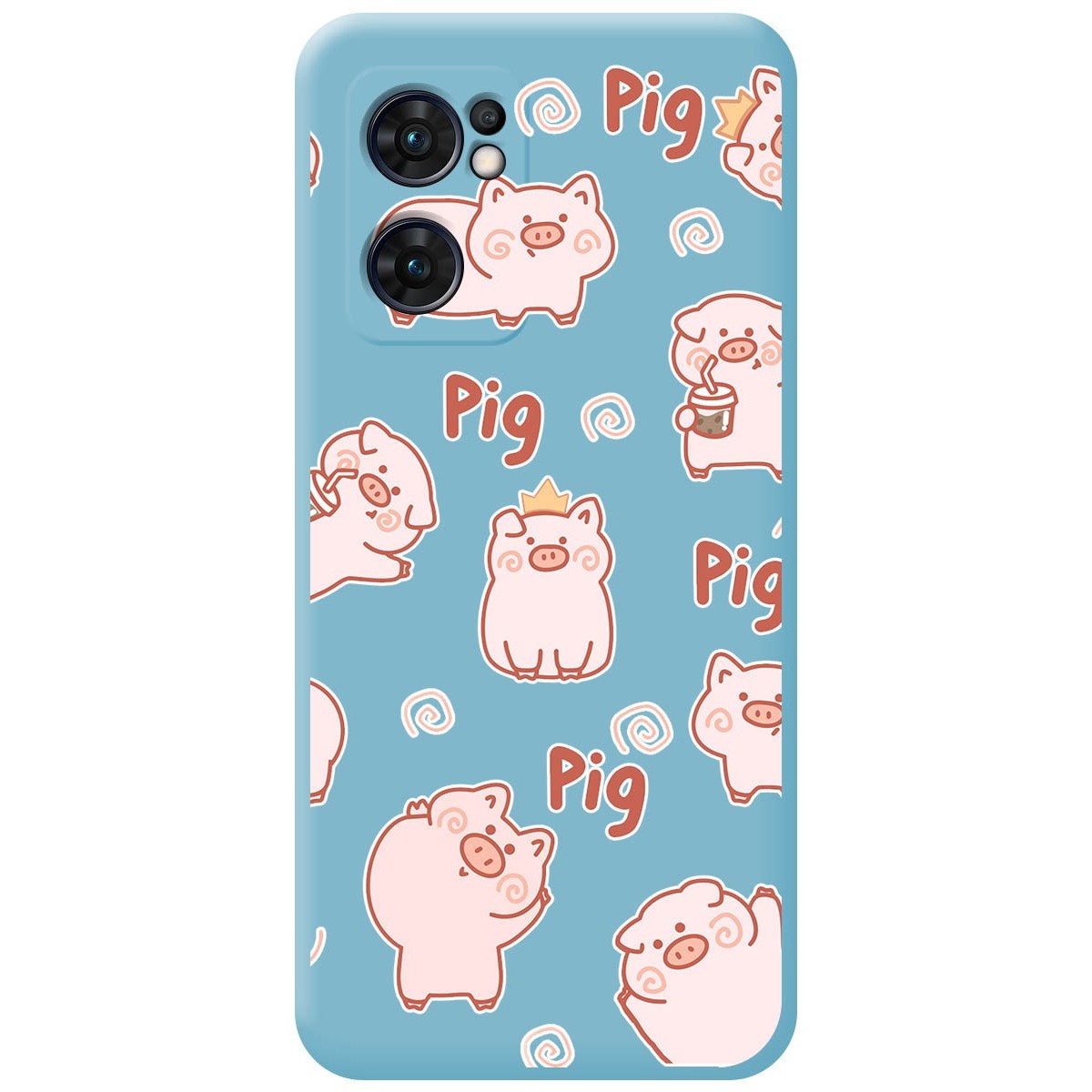 Funda Silicona Líquida Azul para Oppo Find X5 Lite 5G diseño Cerdos Dibujos
