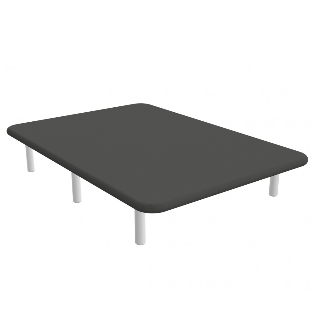 Base tapizada Poli-piel reforzada 5 barras transversales - Negro - 90x190  cm