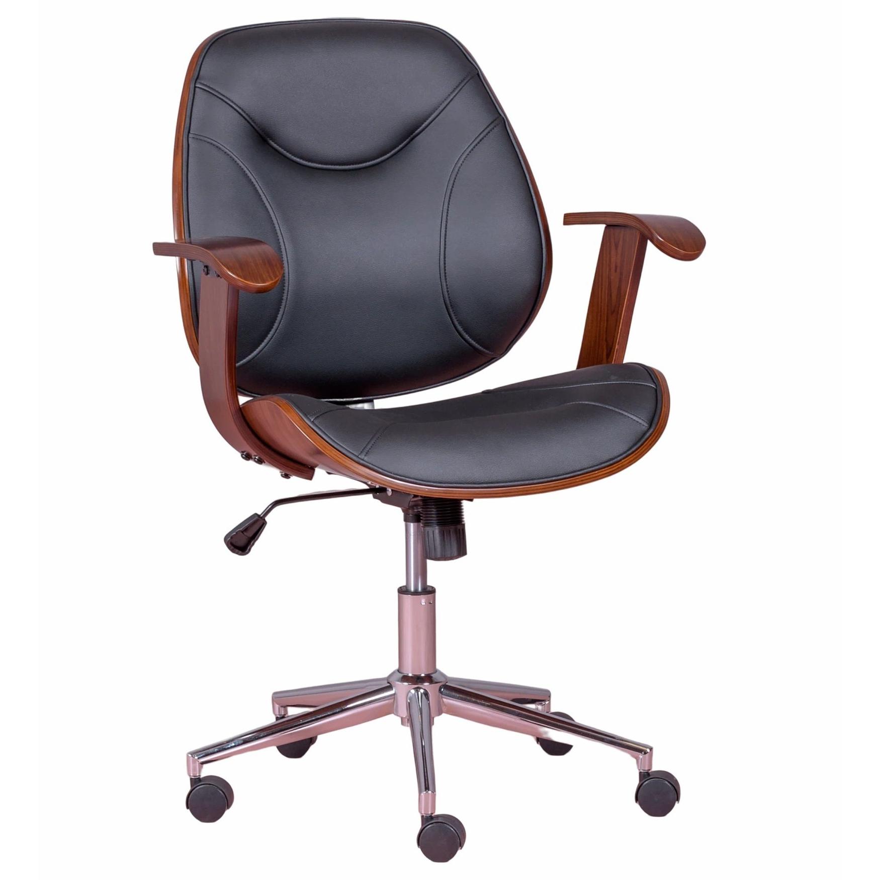 Nest Dream - Silla de oficina de diseño con madera  de nogal y tapizada en polipiel - Nordic