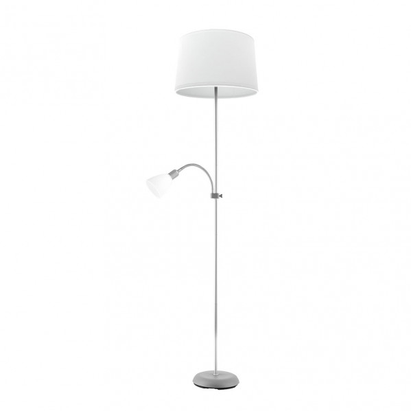 Pie De Salon Rilon 1xe27+1xe14 C/lector Plata Pantalla Blanca 175,5x40x40 Cm marca FABRILAMP