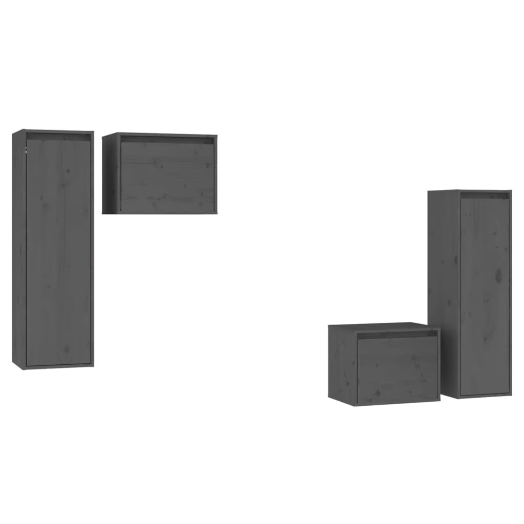 vidaXL Muebles para TV 4 piezas madera maciza de pino, Mueble de Salon, Mueble TV, Mueble TV salon, Mesa de TV, Mueble tele