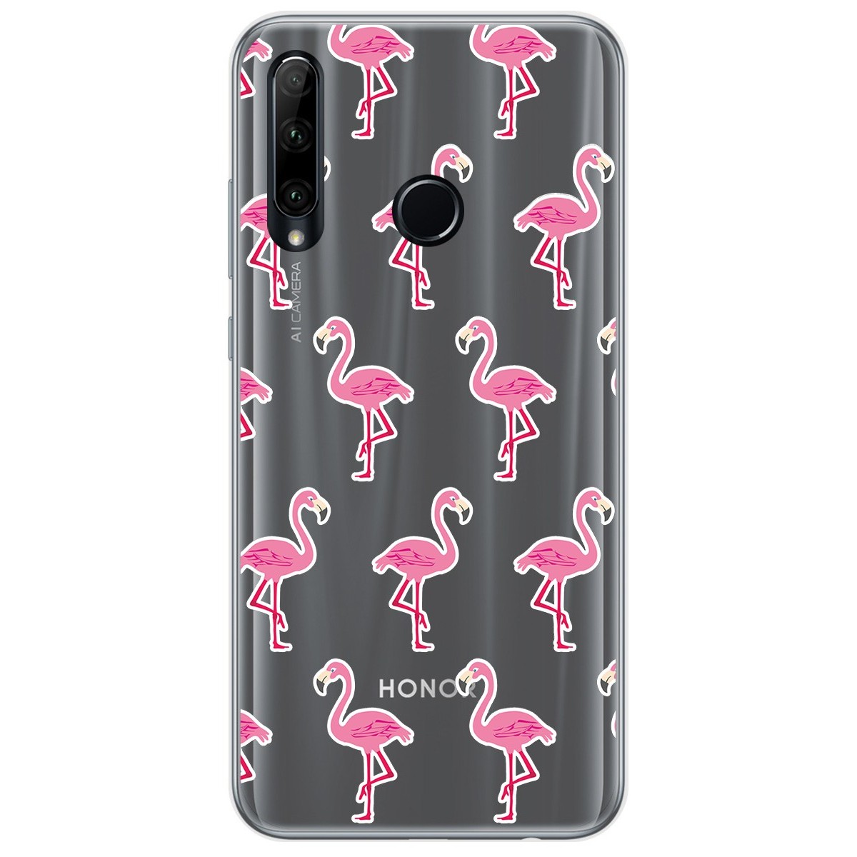 Tumundosmartphone Funda Gel Transparente para Huawei Honor 20 Lite diseño Flamenco Dibujos