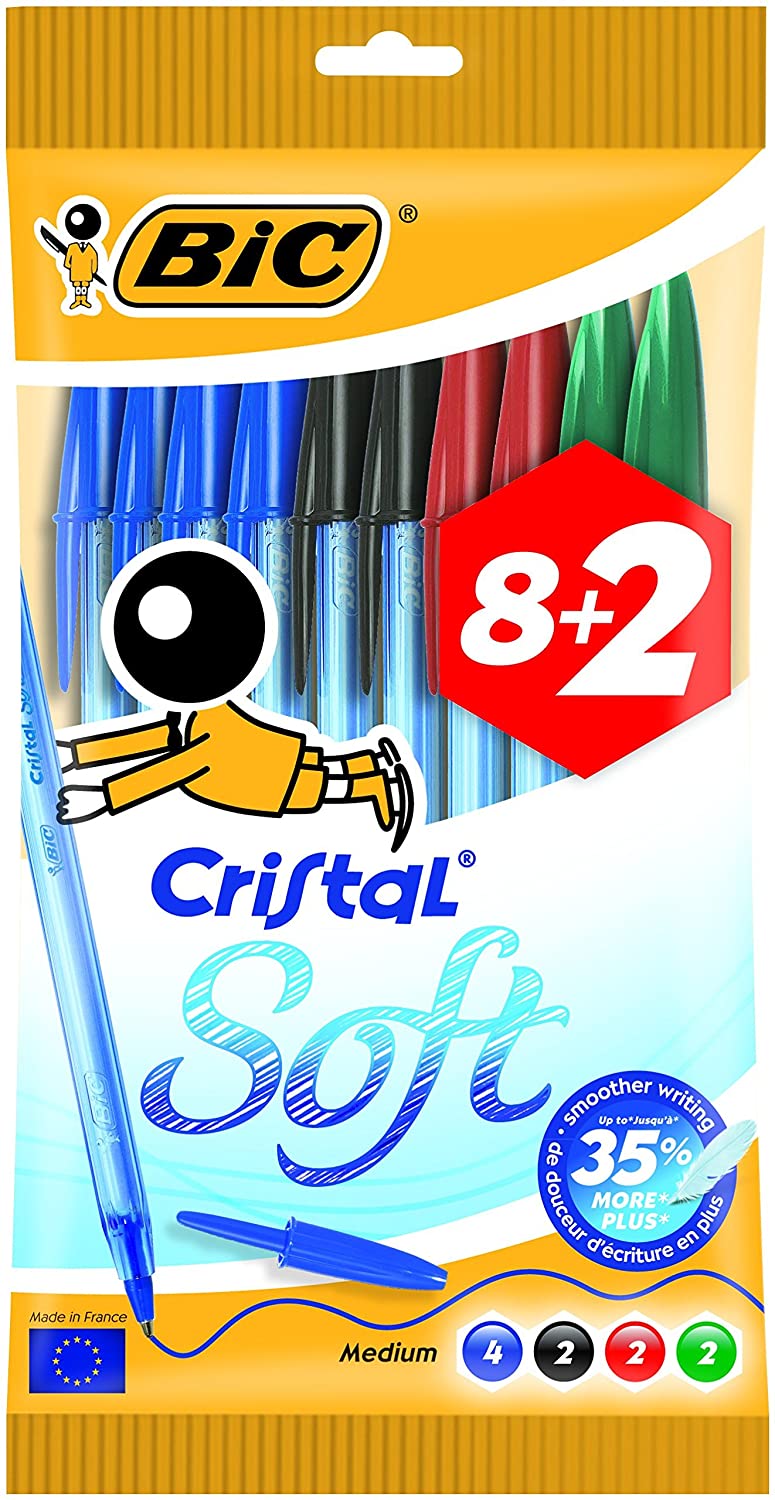 Bic cristal Original 15+5 Pack de 20 Boligrafos de bola - punta redonda de 1.0mm - Trazo 0.4mm - tinta con Base de aceite - colores surtidos