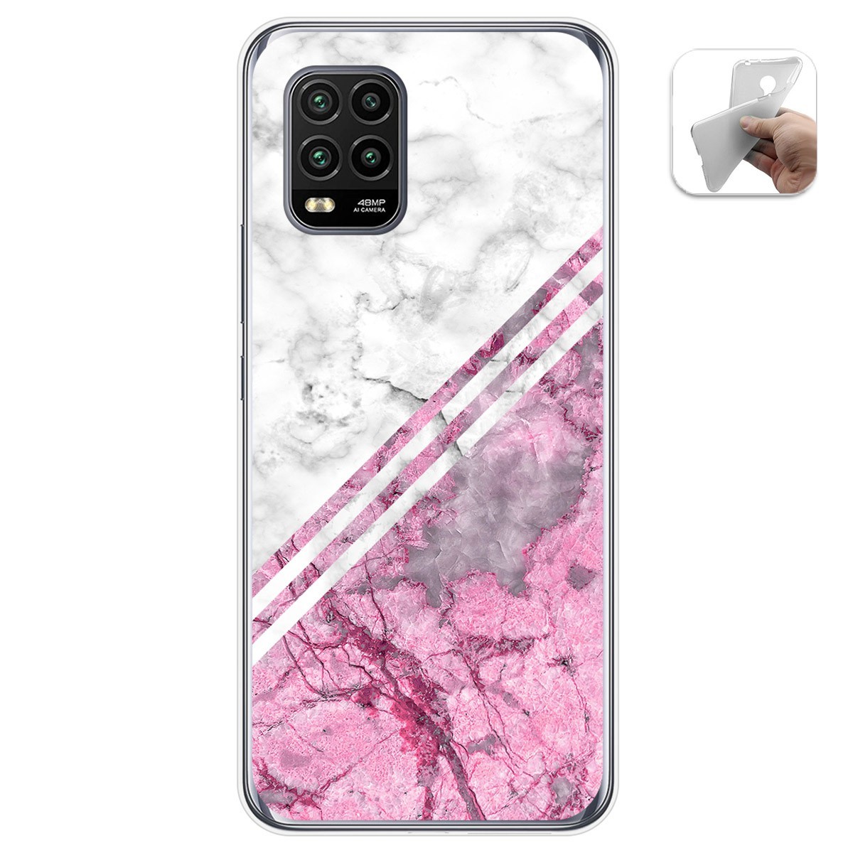 Tumundosmartphone Funda Gel Tpu para Xiaomi Mi 10 Lite diseño Mármol 03 Dibujos