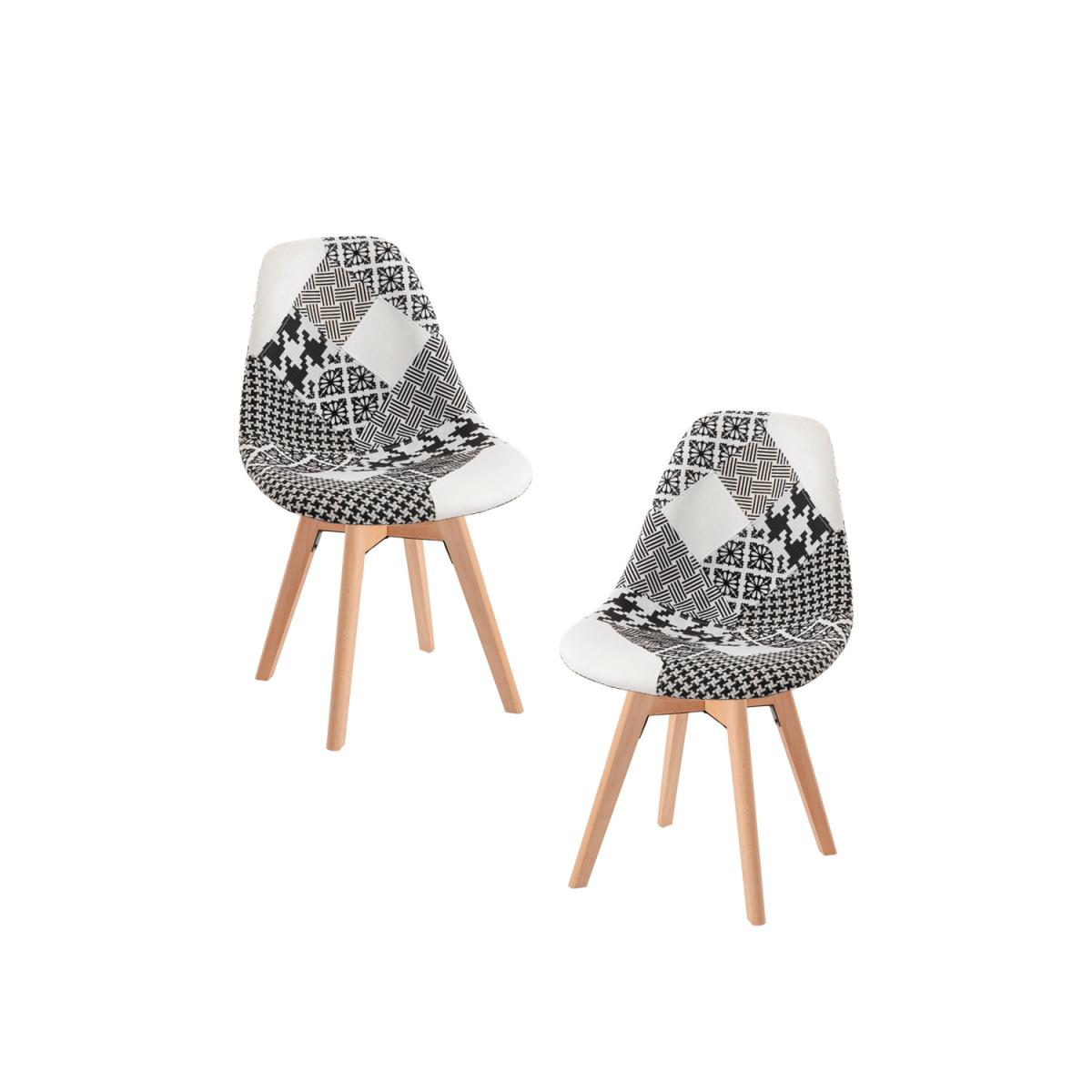 Regalos Miguel - Packs Sillas Comedor - Pack 2 Sillas Synk Patchwork - Patchwork blanco y negro
