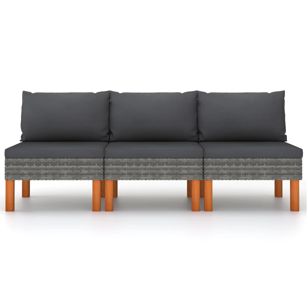 Vidaxl Sofás Centrales Ratán Sintético y Madera de Eucalipto Gris