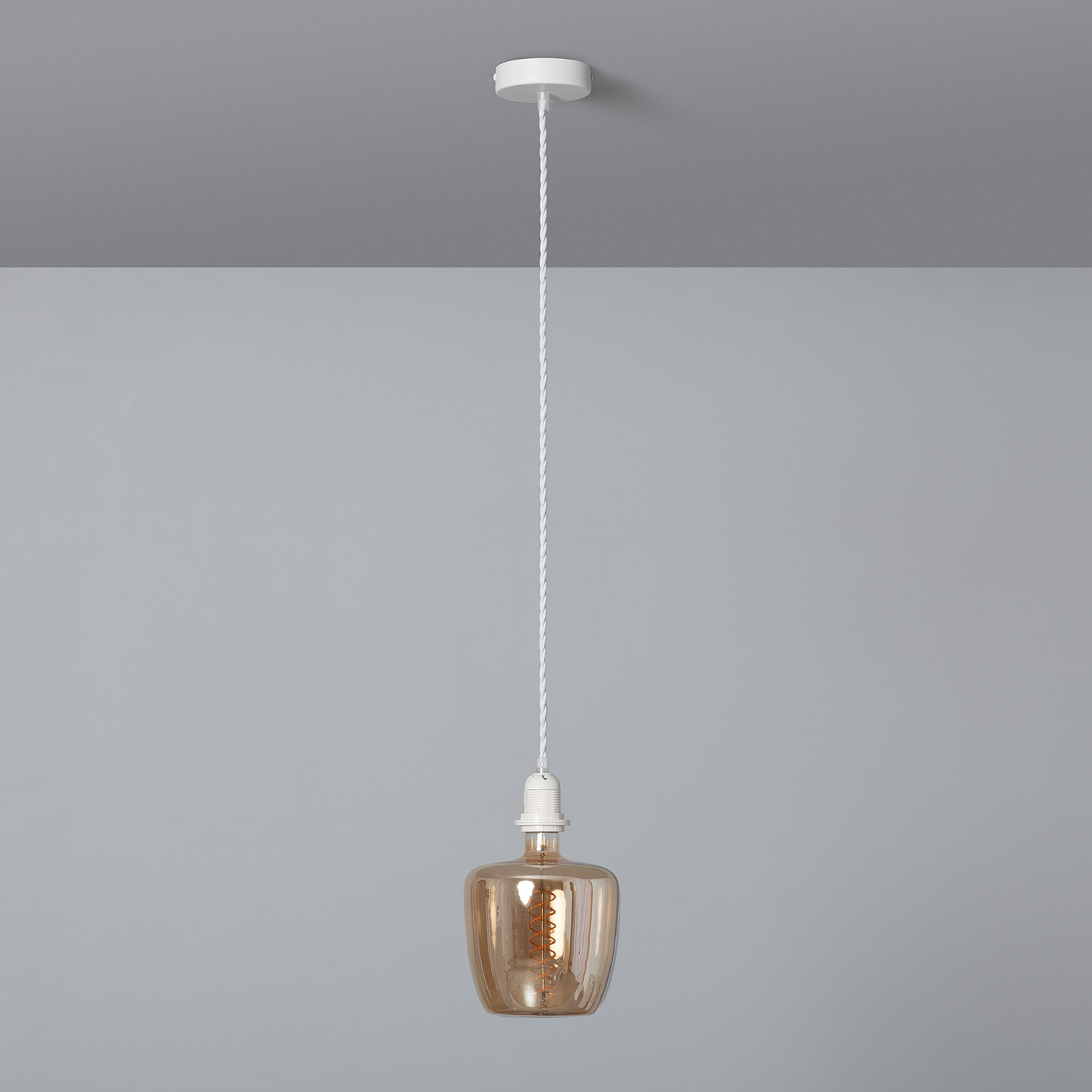 Ledkia Soporte con Portalámparas para Lámpara Colgante con Cable Textil Trenzado Blanco