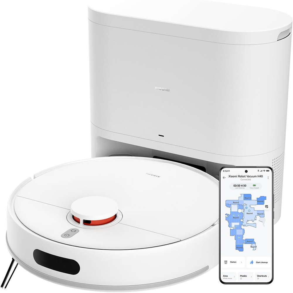 XIAOMI H40 Robot Vacuum Cleaner with Self-Empty Station, 10000Pa Suction, LDS Laser Navigation, Voice Control/App