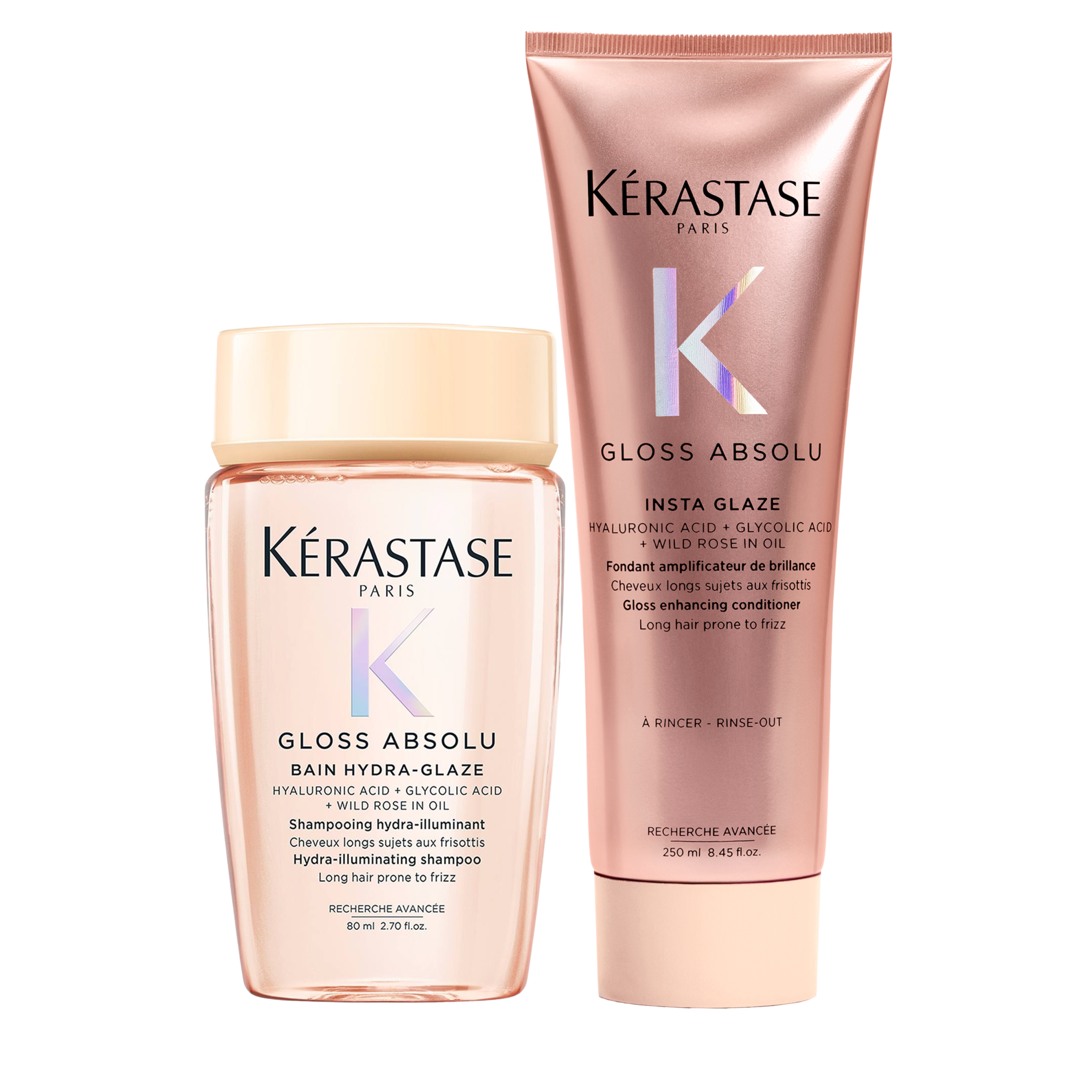 Pack Kérastase Gloss Absolu Bain Hydra-Glaze + Glaze Drops – Brillo Intenso y Efecto Anti-Frizz