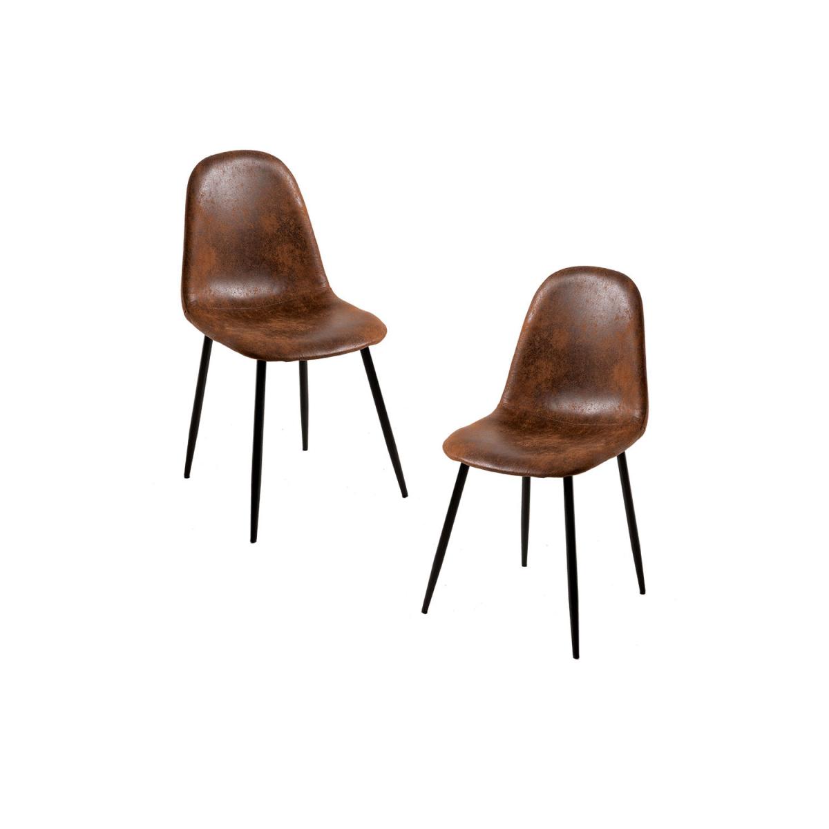 Regalos Miguel - Packs Sillas Comedor - Pack 2 Sillas Black Teok Polipiel - Marrón Vintage