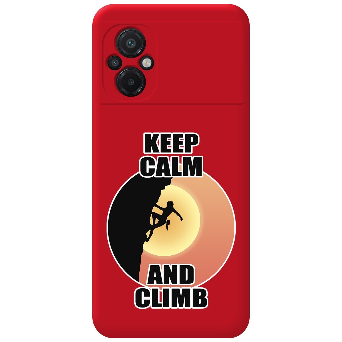 Funda Silicona Líquida Roja para Xiaomi POCO M5 diseño Mujer Escalada Dibujos