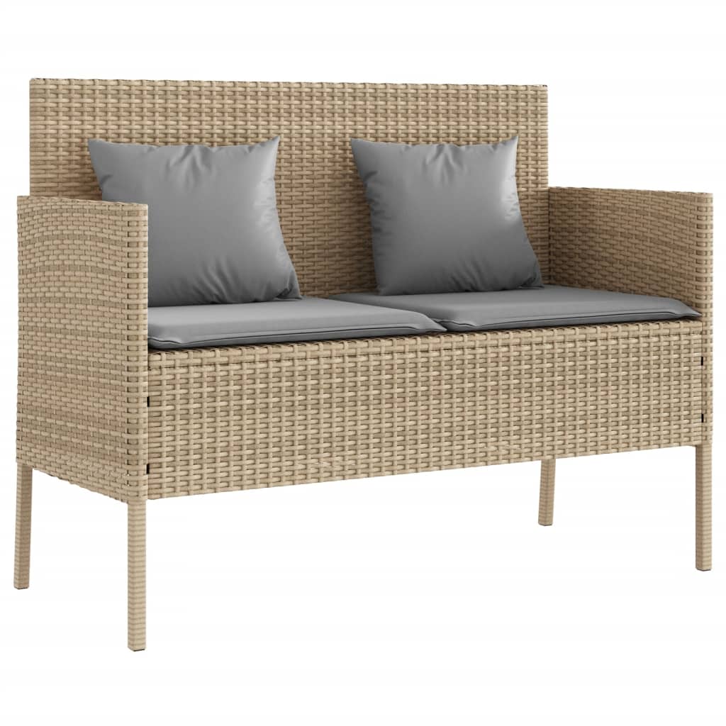 vidaXL Banco de jardín con cojines ratán sintético beige