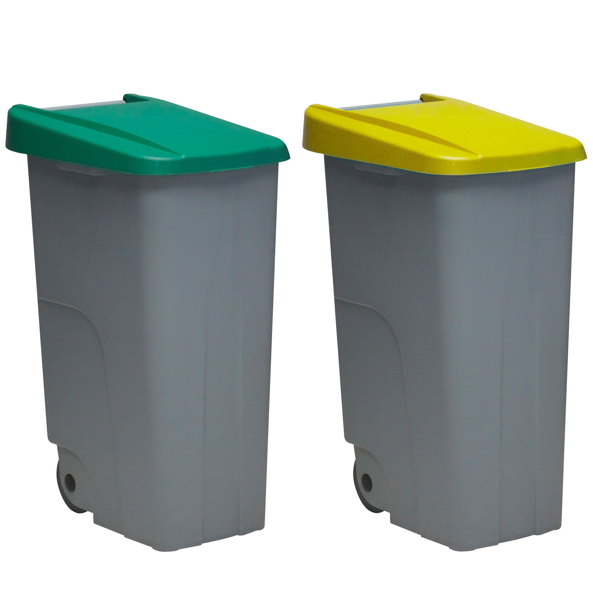 Denox Pack Reciclaje Contenedor Reciclo 85L Cerrado X2 Verde/Amarillo