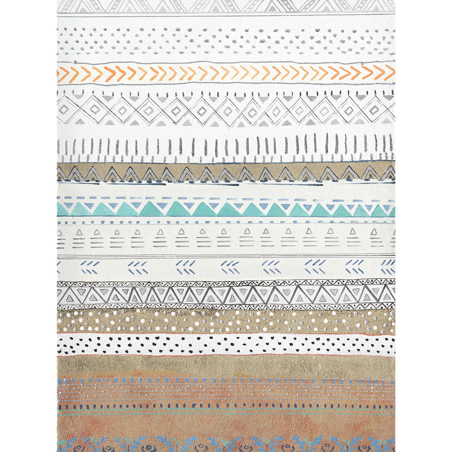 Hispanohogar Cuadro en Lienzo Pintado Al óleo, Geometría étnica, Decoración de Pared