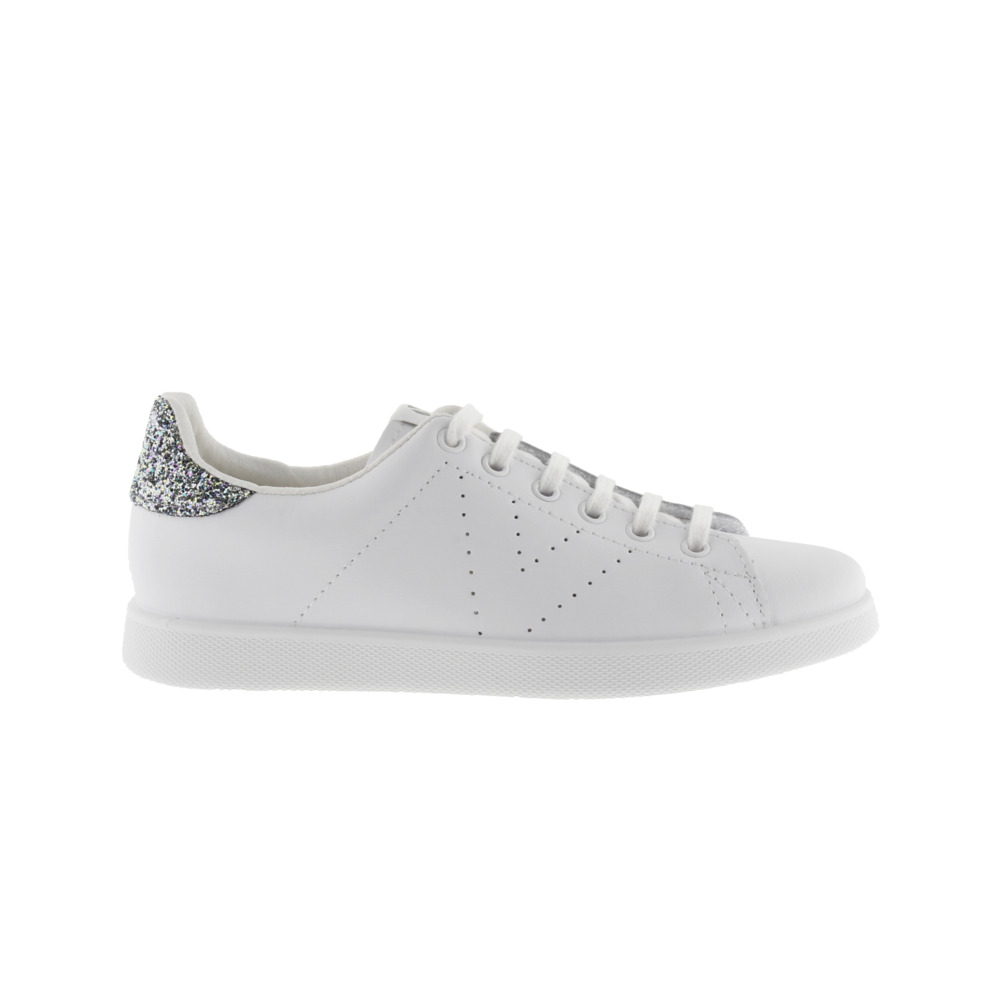 Victoria Tenis Zapatillas de piel con pieza trasera de glitter y logotipo perforado 1125104