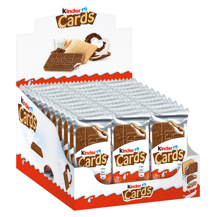Kinder Cards - 30 Unidades - Galletas Kinder Cards con Chocolate Kinder