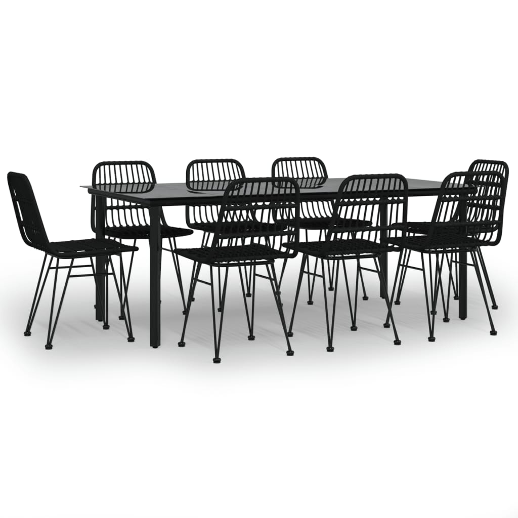 vidaXL Juego de comedor de jardín 9 piezas ratán sintético negro