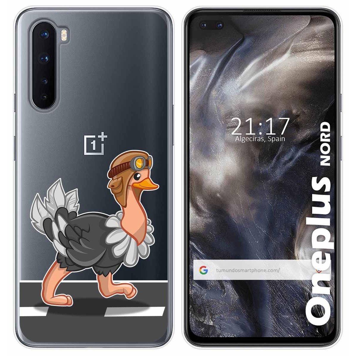 Tumundosmartphone Funda Gel Transparente para OnePlus Nord diseño Avestruz Dibujos