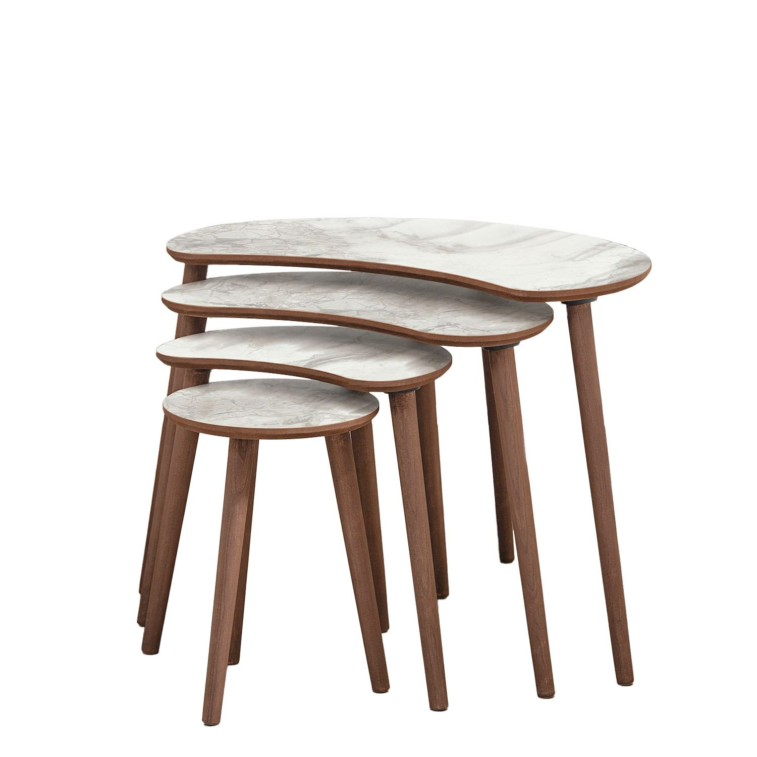 Habitat y Jardin - Mesa nido de madera "Moon" (4 piezas) 40 x 75 x 55 cm - Blanco