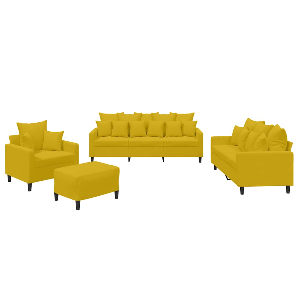 vidaXL Juego de sofás con cojines 4 piezas terciopelo amarillo