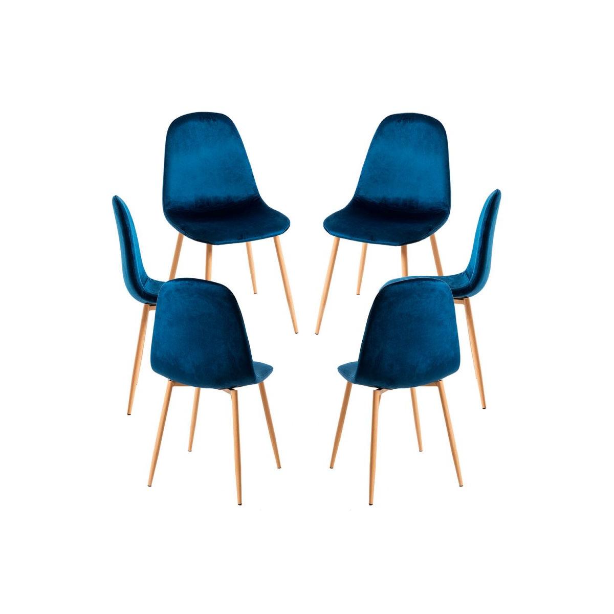 Regalos Miguel - Packs Sillas Comedor - Pack 6 Sillas Teok Terciopelo - Azul medio