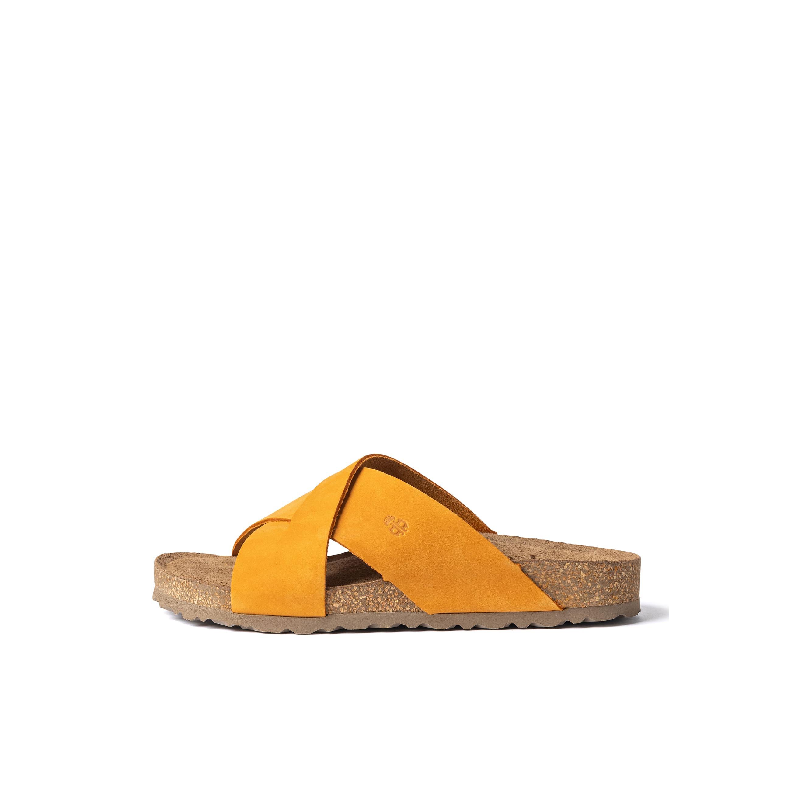 YOKONO sandalia plana JERBA-300 NARANJA | Zapatos mujer Primavera-Verano | Piel vacuna  Nobuck | 2 CM