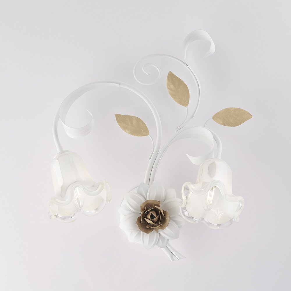 Applique Art Pobre Cesta Blanco Y Marfil 2 Luces E14