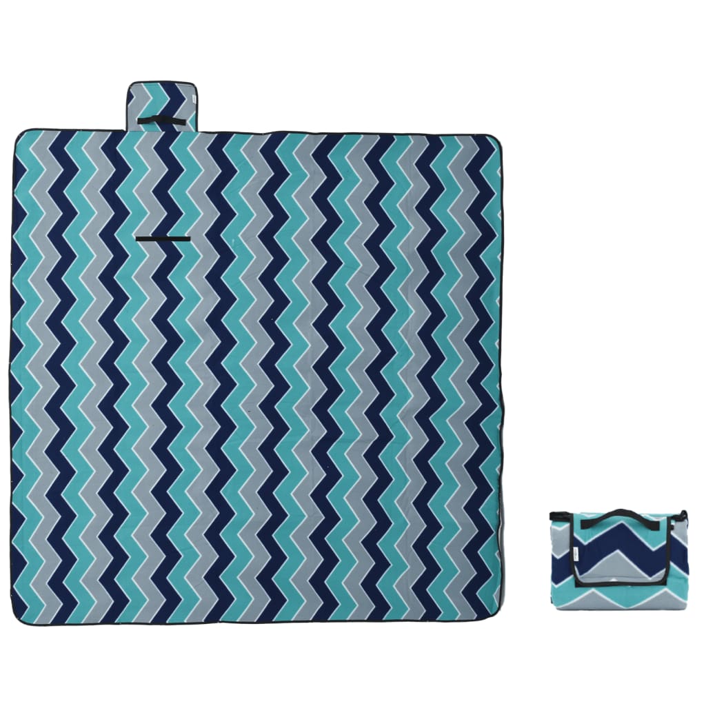 vidaXL Manta de picnic plegable terciopelo a cuadros 200x200 cm Color Azul,  Multicolor,  Azul oscuro y mas