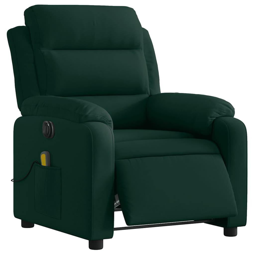 vidaXL Sillón reclinable de masaje eléctrico terciopelo verde oscuro