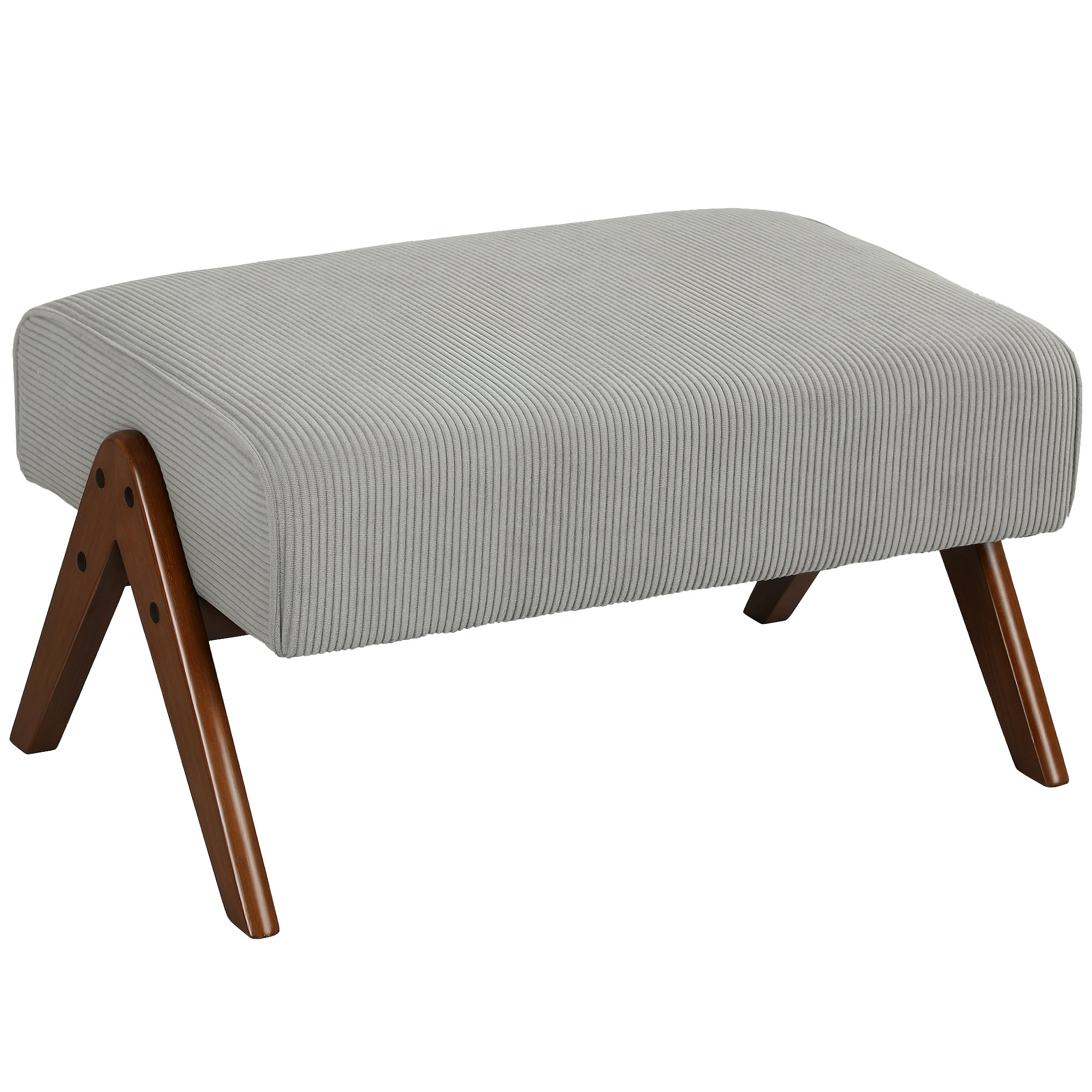 HOMCOM Reposapiés de Salón Taburete Bajo Tapizado en Pana Otomana Rectangular con Asiento Acolchado y Patas de Madera para Sala de Estar Dormitorio