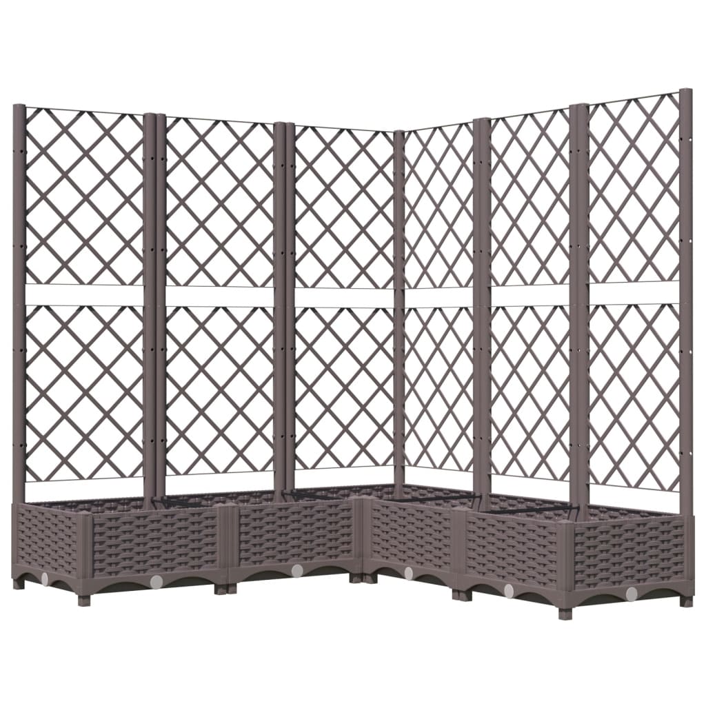 vidaXL Jardinera con enrejado PP oscuro 120x120x121,5 cm Color Gris oscuro,  Marrón,  Negro y mas