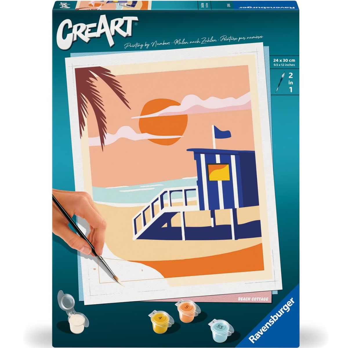RAVENSBURGER CREART KIT PINTURA CABAÑA EN LA PLAYA, 23896, TIENDA CON LICENCIA OFICIAL