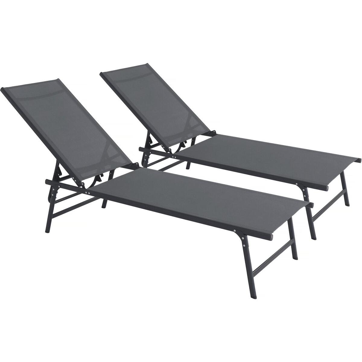 Habitat y Jardin - Juego de 2 tumbonas metálicas "Sublima" - 180 x 54 x 104 cm - Antracita