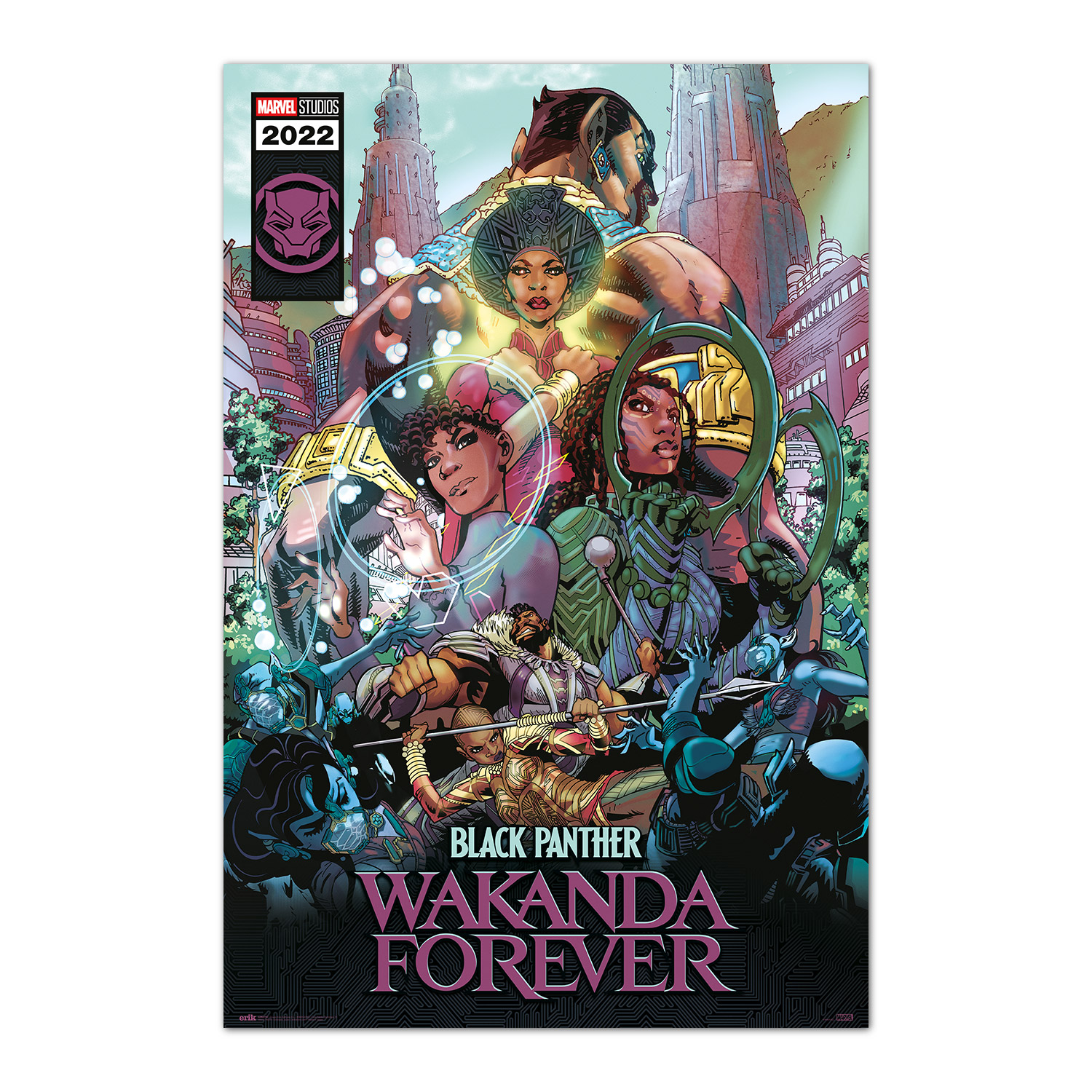 Póster Marvel Black Panther Wakanda Forever Cómic - Alta Calidad