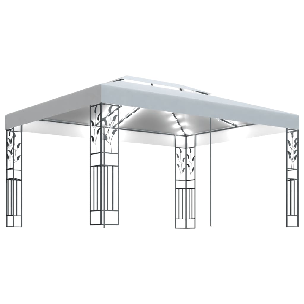 vidaXL Cenador con Doble Techo y Tira de Luces 3x4 m Parasol Color Taupé,  Antracita,  Blanco y mas