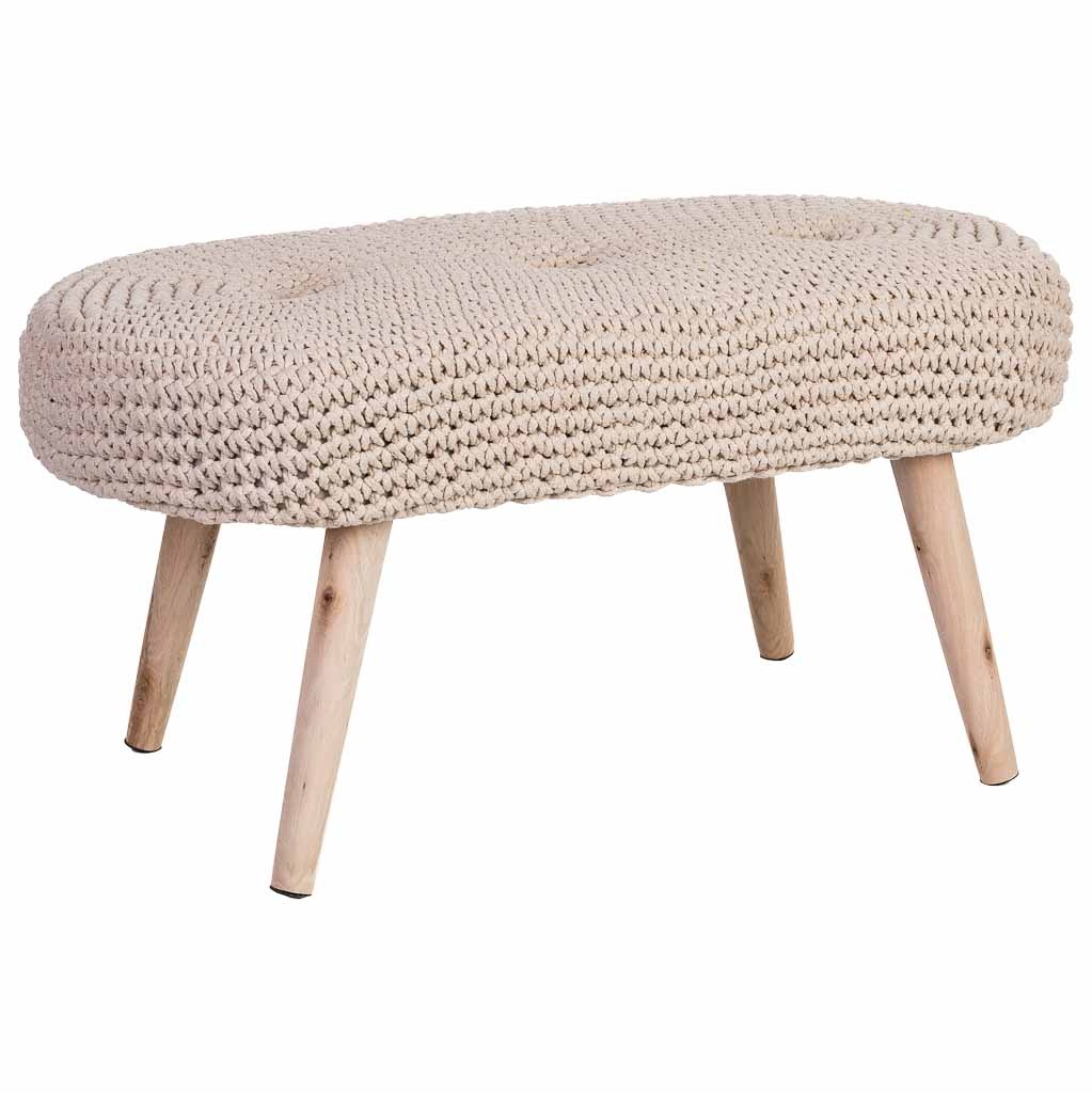 Wonderlust Deco - Banqueta de madera y algodón 82x43x43h cm beige Beige 82x43x43h cm