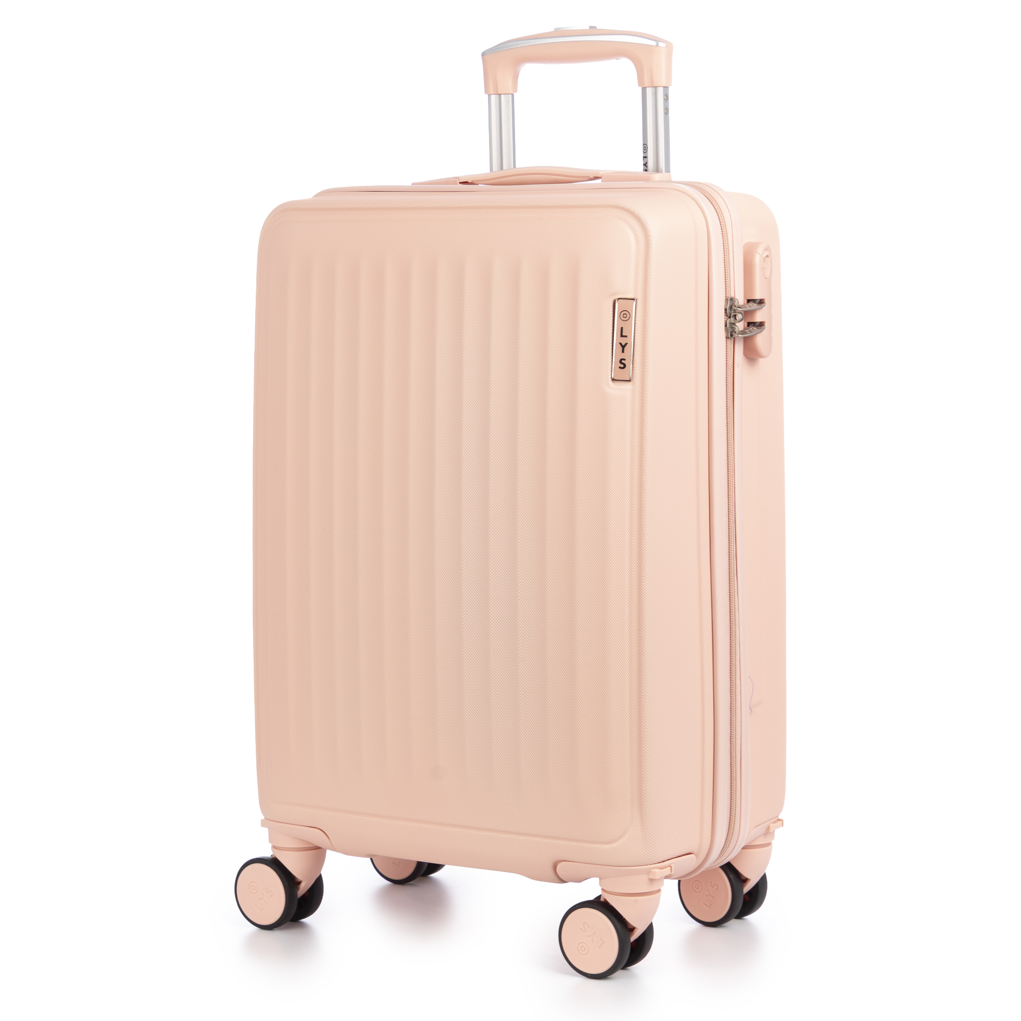 Maleta de cabina Trolley en material ligero de ABS de alta resistencia. Cerradura numérica y 4 ruedas dobles extraíbles y giratorias 360°.
