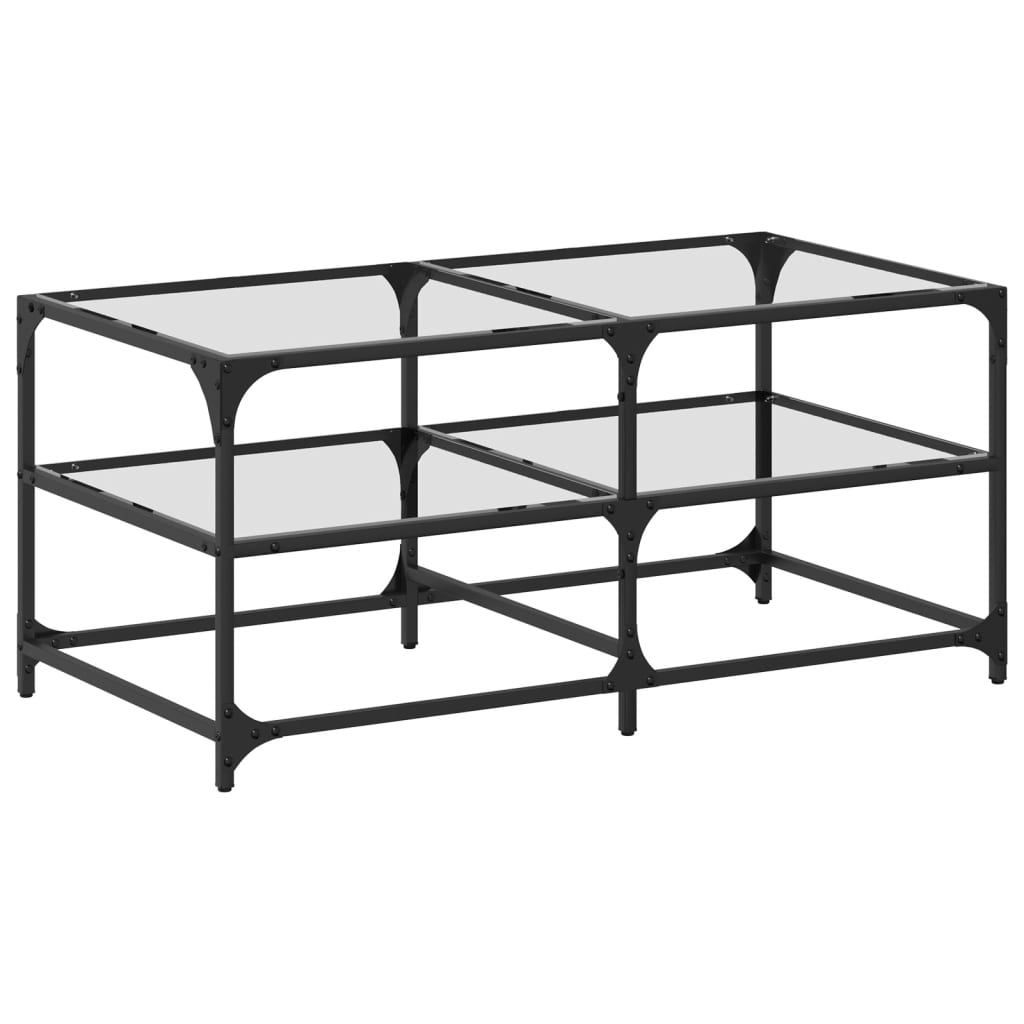 Vidaxl Mesa de Centro de Vidrio y Acero 98,5x50x45 Cm Transparente y Negro