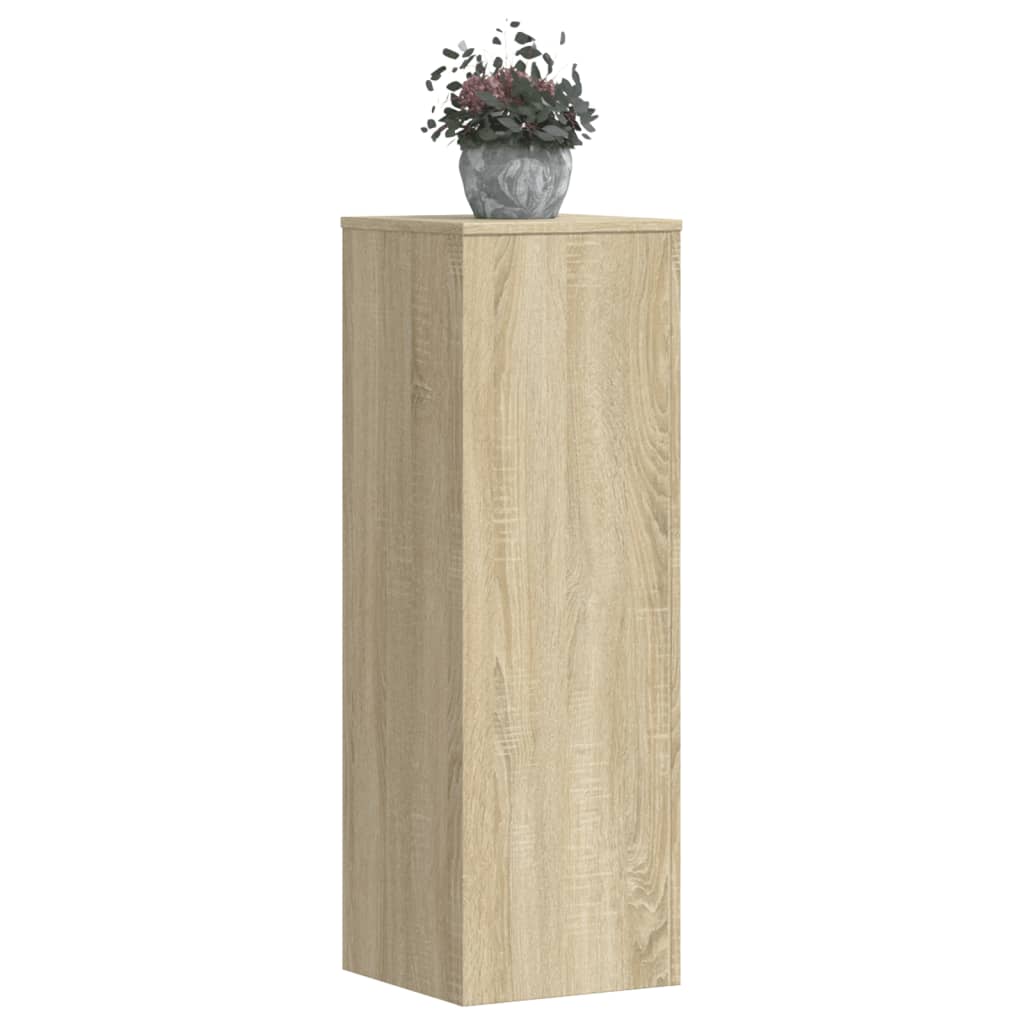 vidaXL Soportes de plantas 2 uds madera ingeniería 33x33x100 cm Color Roble ahumado,  Roble Sonoma,  Blanco y mas