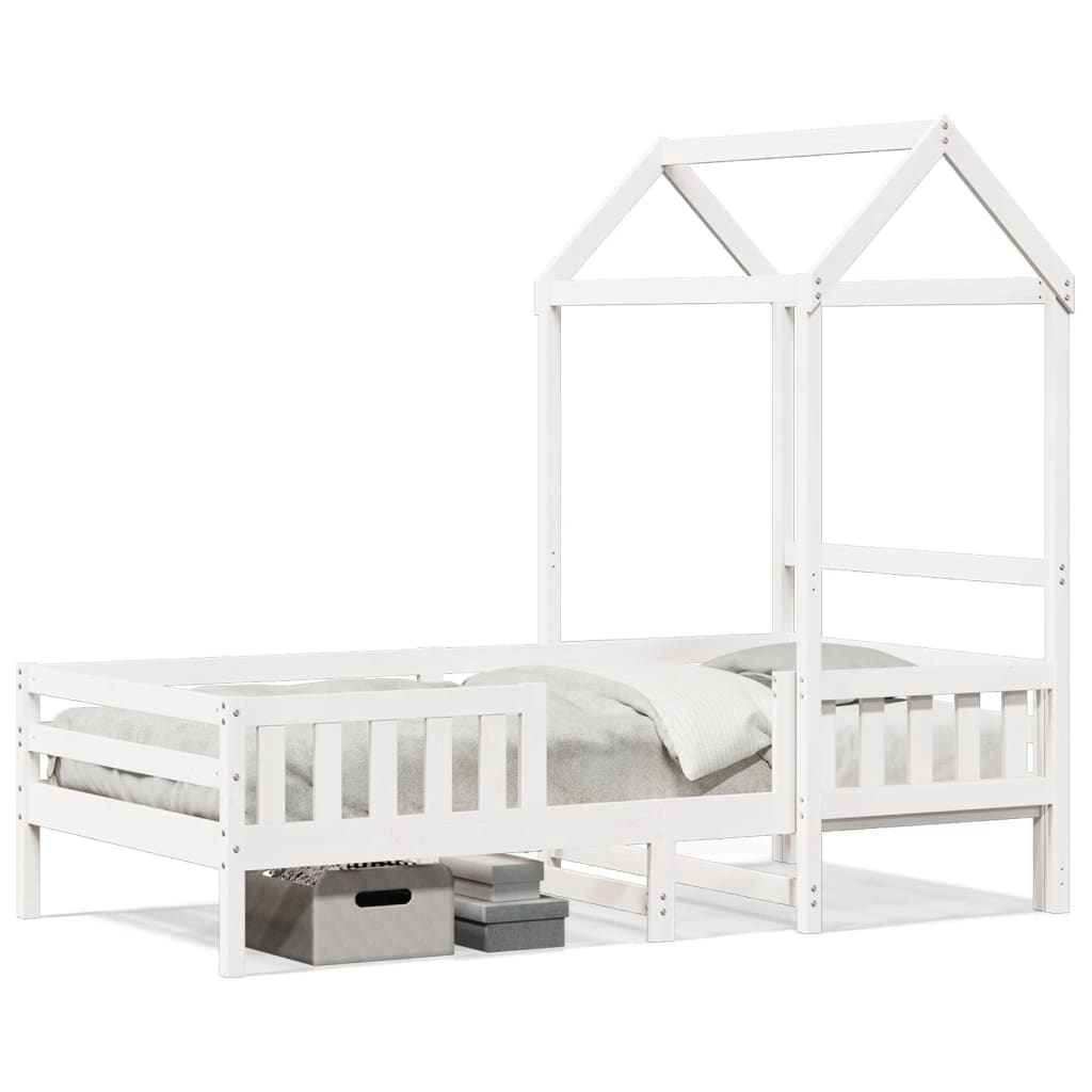 vidaXL Estructura de cama con techo madera pino blanca 75x190 cm