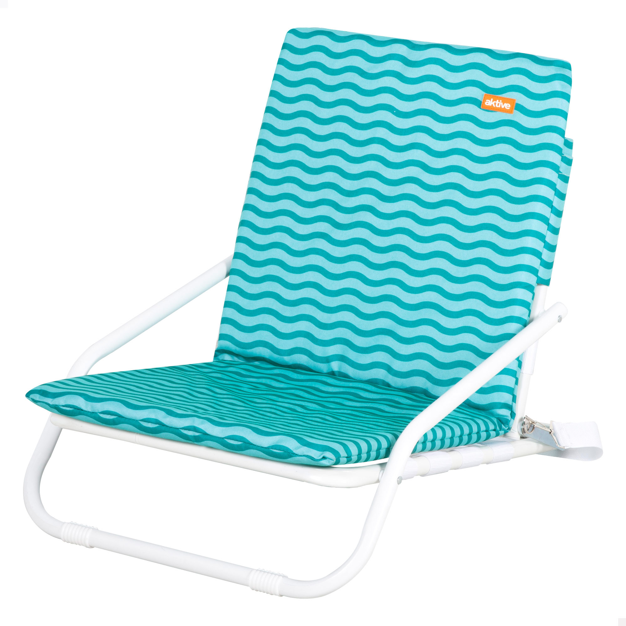 Aktive - Silla de playa ligera azul con asa de transporte, 46x60x50 cm, estructura de aluminio, tejido de poliéster transpirable, silla baja plegable, resistente hasta 110 kg, ideal para playa, camping, jardín y terraza