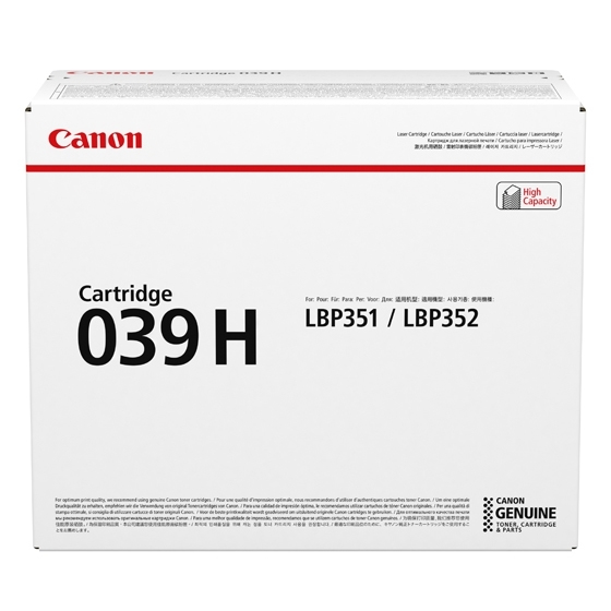 Canon - Tóner 039H negro para impresoras LBP351DN y LBP352DN con capacidad de 25.000 copias, original y compatible garantizada