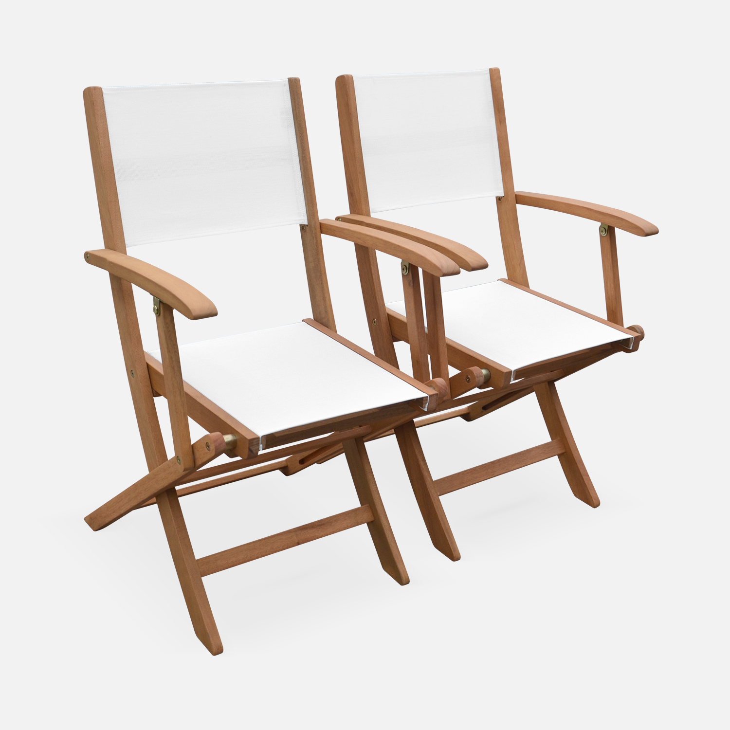 sweeek - Silla de jardín plegable de madera de eucalipto, set de 2 , Almeria , 54x58x89