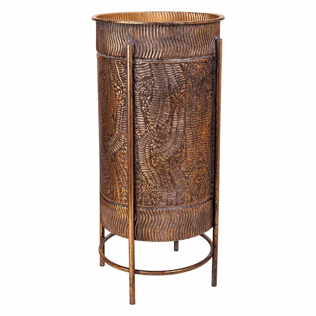 WANDERLUST DECO Macetero de metal dorado 30x30x65h cm