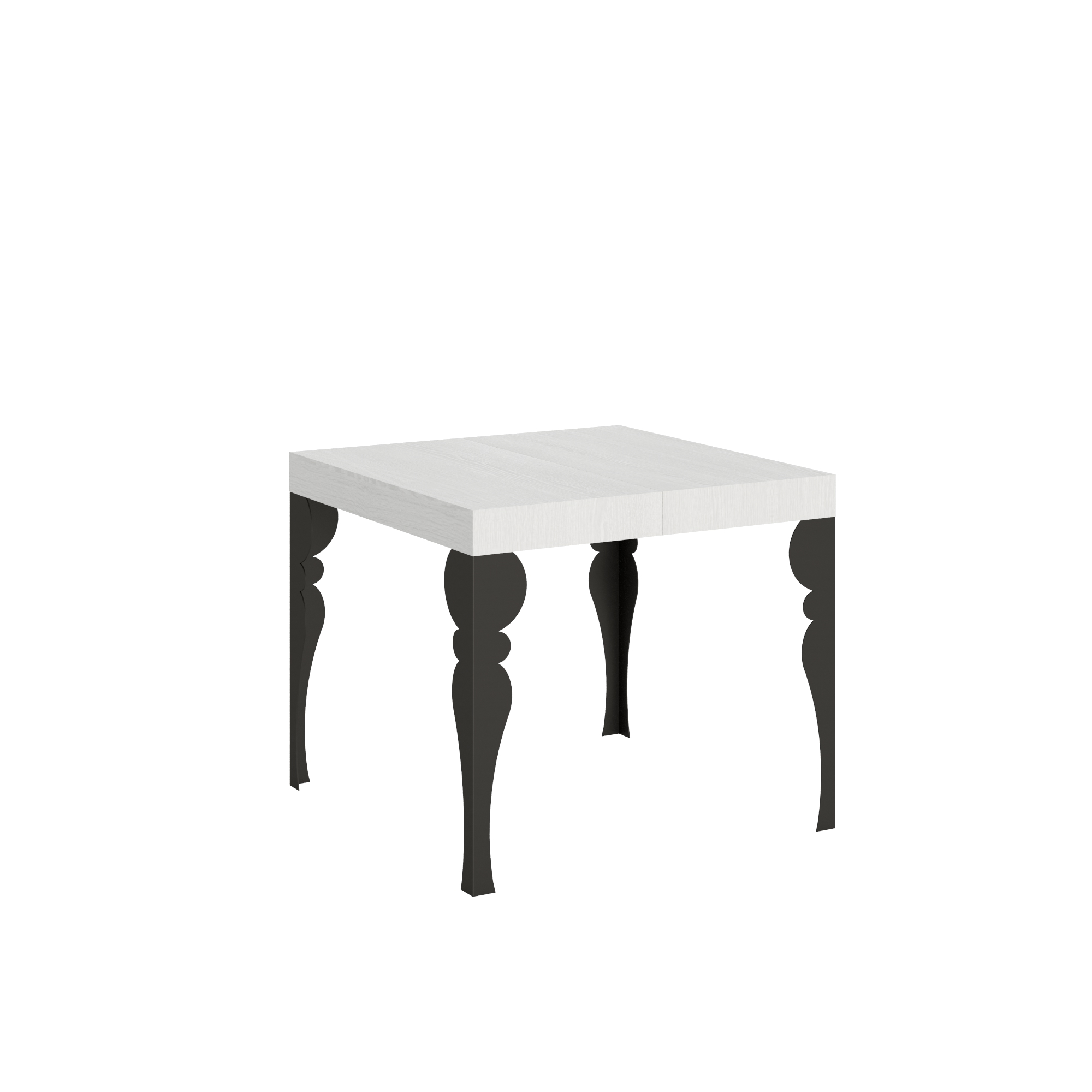 Mesa extensible 90x90/246 cm Paxon Blanco Fresno Estructura Antracita - Itamoby