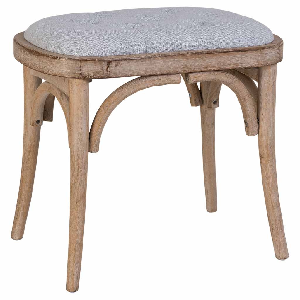 Wonderlust Deco - Banqueta de madera tapizada 55x37x47h cm Marrón 55x37x47h cm